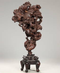 A piece of natural tree tumor Shanzi ornament from the Qing Dynasty: Qing Dynasty natural tree tumors Shanzi ornaments Size: H:29cm W:12cm W:371.5g (The Dimensions Of All Batches Are Manually Measured.If You Need More Detailed Information, Please Contact Our Customer S