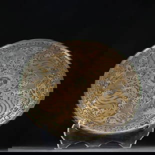 A bronze and silver phoenix pattern mirror from the Han Dynasty: The bronze and silver phoenix pattern mirror of the Han Dynasty Size: D:31cm W:2290g (The Dimensions Of All Batches Are Manually Measured.If You Need More Detailed Information, Please Contact Our Cust