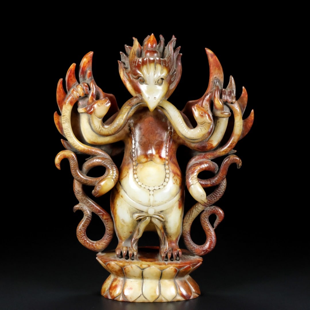 A piece of Hetian Jade Dapeng Divine Bird: The Hetian Jade Dapeng Divine Bird of the War Han Size: L:18W:7H:13cm W:W:1696g (The Dimensions Of All Batches Are Manually Measured.If You Need More Detailed Information, Please Contact Our Customer