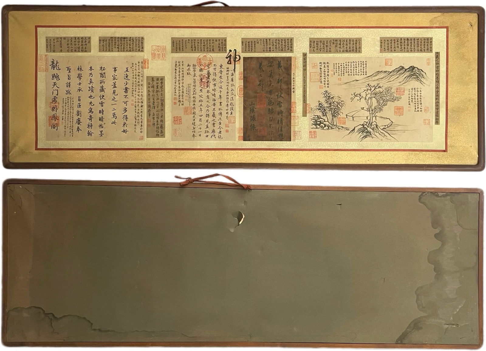 A picture of Wang Xizhi's sunny post when the snow is fast: Wang Xizhi's fast snow is clear Size: Outer frame 46.2×134cm Painting core 34×114cm (The Dimensions Of All Batches Are Manually Measured.If You Need More Detailed Information, Please Contact Our Cus