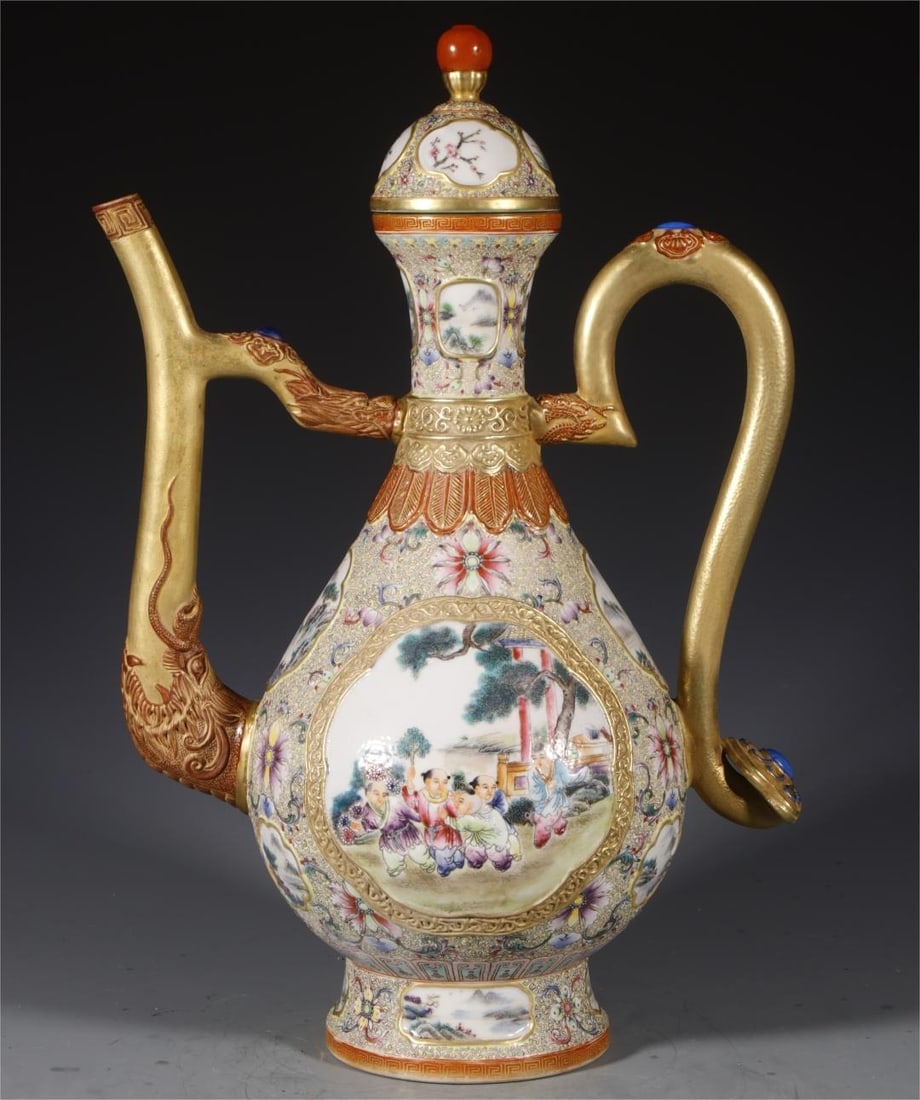 A Qing Dynasty Qianlong's Gu Yuexuan window boy teapot (1 of 9)