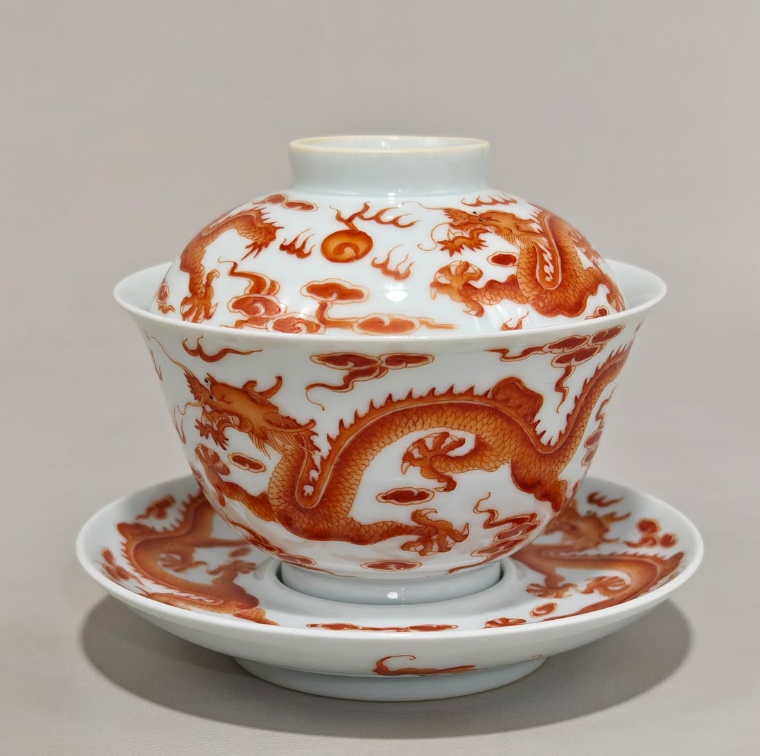 An Exquisite Iron-Red Dragon Pattern Bowl (1 of 8)