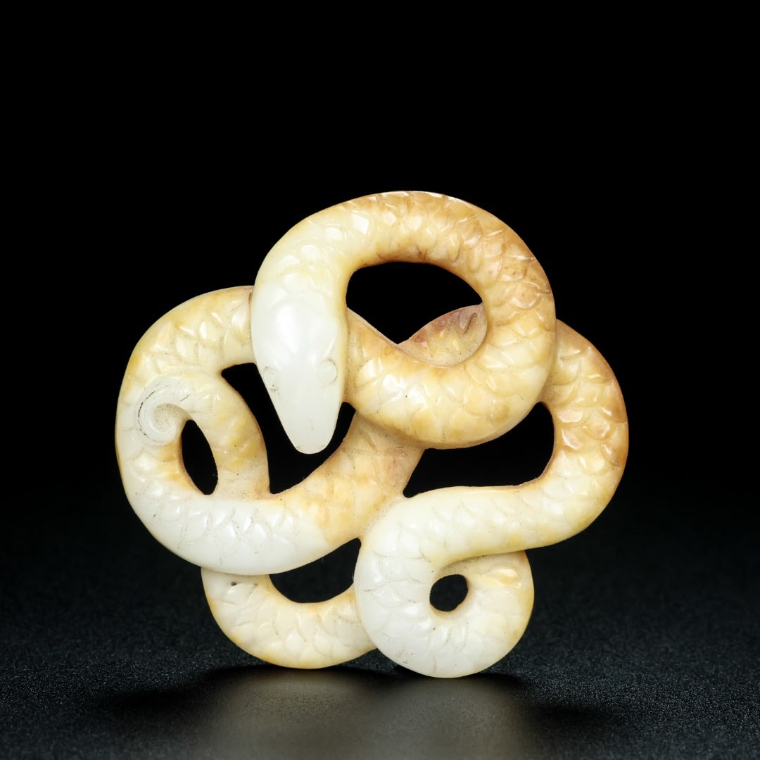 An Exquisite Archaic Jade Snake Ornament (1 of 9)