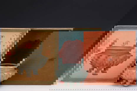 An Exquisite Guan yao Celadon Glazed Double-Ears and Tripod Censer: An Exquisite Guan yao Celadon Glazed Double-Ears and Tripod Censer Song Dynasty, China Size:15.8cmx17.5cm (The Dimensions Of All Batches Are Manually Measured.If You Need More Detailed