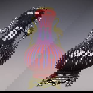 An Exquisite Flambe Glazed Inlaid Bronze Double-Ears Vase: An Exquisite Flambe Glazed Inlaid Bronze Double-Ears Vase Qing Dynasty, China Yongzheng Six-character Mark Size:44.5cmx24cm (The Dimensions Of All Batches Are Manually Measured.If You Need More