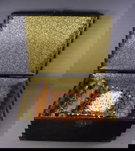 An Exquisite Gilt Bronze Inlaid White Jade Flower and Bird Pattern Screen: An Exquisite Gilt Bronze Inlaid White Jade Flower and Bird Pattern Screen Qing Dynasty, China Qianlong Four-character Mark Size:39cmx29cmx12cm Weight:2183g (The Dimensions Of All Batches Are