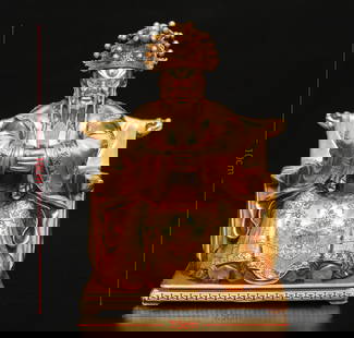 An Exquisite Gilt Bronze Statue of Mammon: An Exquisite Gilt Bronze Statue of Mammon Ming Dynasty, China Size:10cmx7.5cm Weight:937g (The Dimensions Of All Batches Are Manually Measured.If You Need More Detailed Information, Please Contact