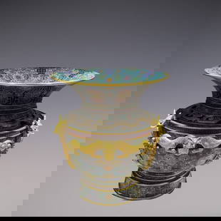 An Exquisite Cloisonne Lotus Pattern Beast-Face Pattern Vase: An Exquisite Cloisonne Lotus Pattern Beast-Face Pattern Vase Qing Dynasty, China Qianlong Six-character Mark Size:42cmx38cm Weight:21.8kg (The Dimensions Of All Batches Are Manually Measured.If You Ne