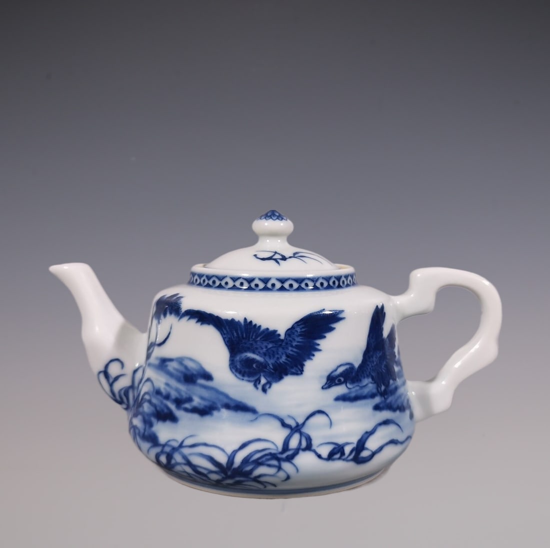 An Exquisite Blue and White Flower and Bird Pattern Teapot (1 of 6)