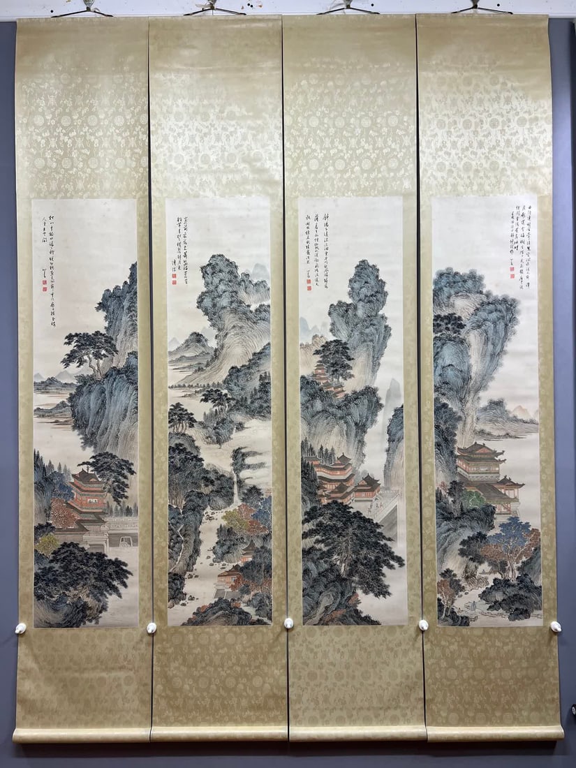 A work by Pu Ru: Pu Ru's works SIZE: 33x137cmx4 (The Dimensions Of All Batches Are Manually Measured.If You Need More Detailed Information, Please Contact Our Customer Service Before Bidding.)
