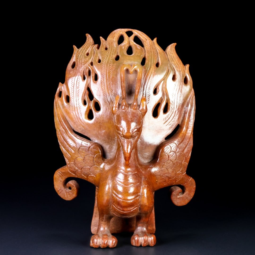 An Exquisite White Jade Phoenix Ornament: An Exquisite White Jade Phoenix Ornament Han Dynasty, China Size:20.2cmx15.4cmx6.7cm Weight:863.5g (The Dimensions Of All Batches Are Manually Measured.If You Need More Detailed Information, Please Co