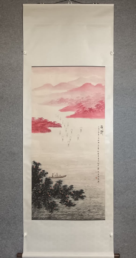 A landscape map of Fu Baoshi: Fu Baoshi's landscape painting SIZE: Core 66x137
