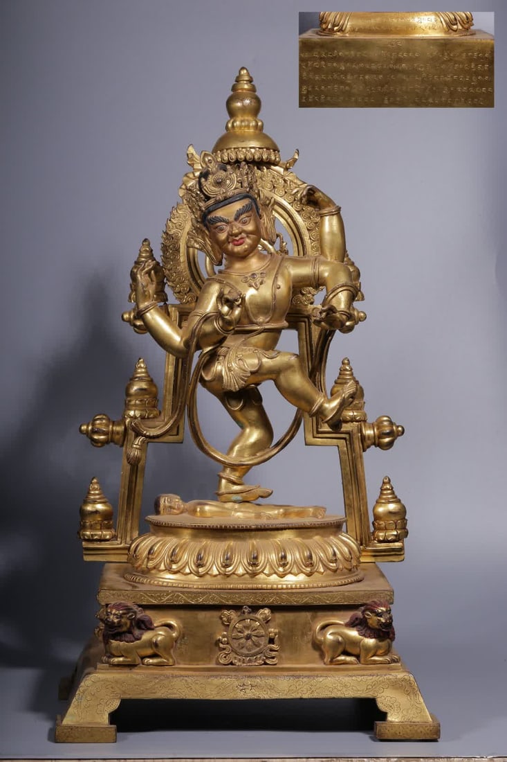 A bronze gilt statue of Vajrayogini in the Qing Dynasty: Qing Dynasty bronze gilt Vajrayogini statue SIZE: H:60cm L:33cm W:23cm W:16.5kg (The Dimensions Of All Batches Are Manually Measured.If You Need More Detailed Information, Please Contact Our Customer