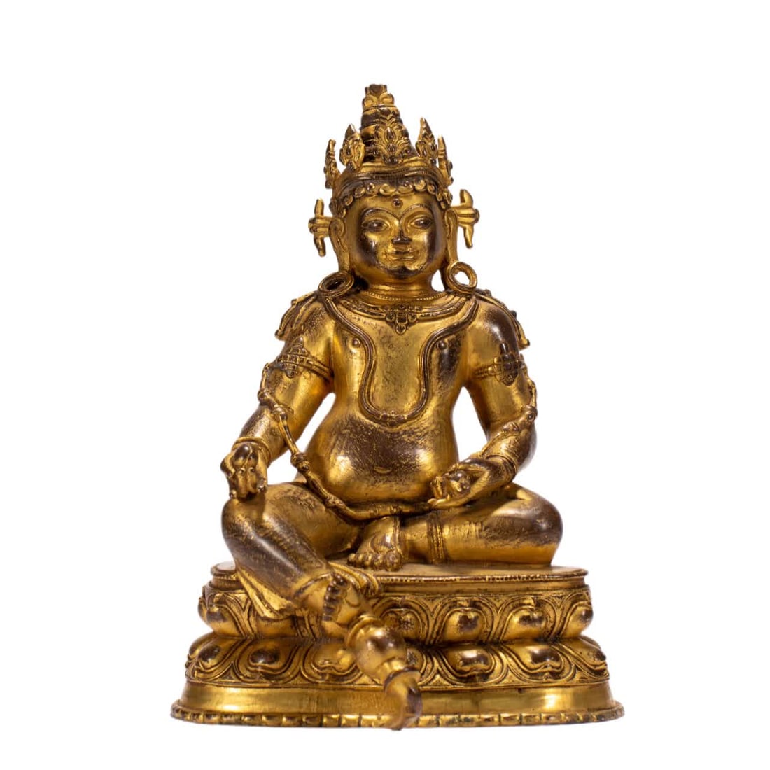 A bronze gilt Buddha statue of the Qing Dynasty: Qing Dynasty copper gilt Buddha statue SIZE: L:19cm W:17cm H:26cm W:4010g (The Dimensions Of All Batches Are Manually Measured.If You Need More Detailed Information, Please Contact Our Customer Servic