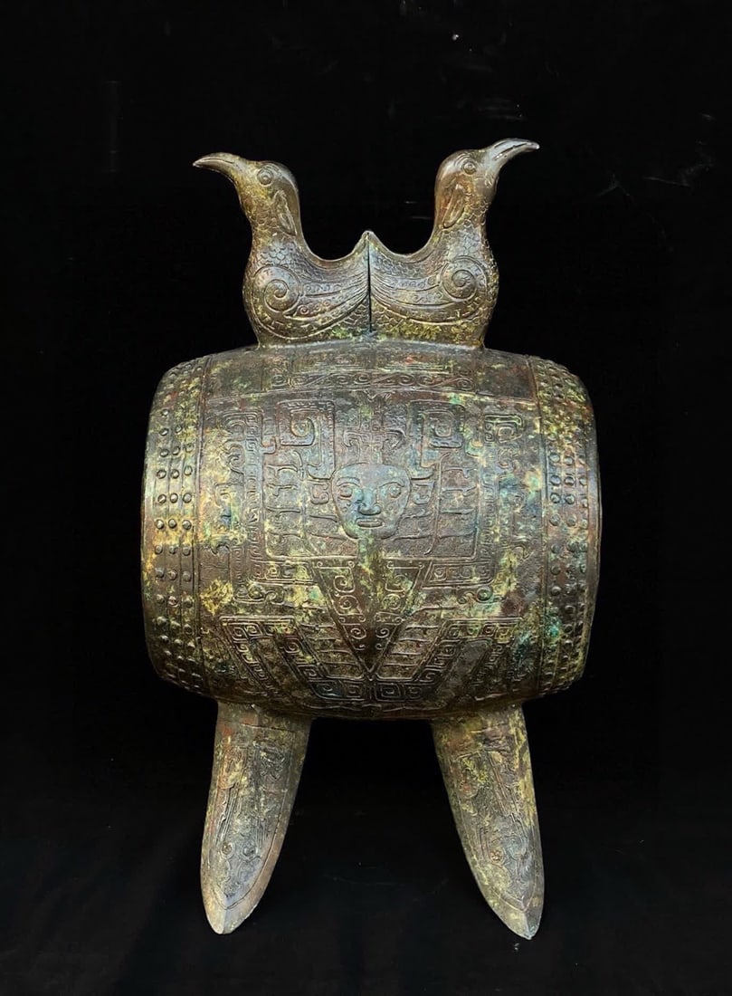 A war Han double bird drum: Battle Han double bird drum SIZE: L:31cm W:28cm H:55cm W:11.3kg (The Dimensions Of All Batches Are Manually Measured.If You Need More Detailed Information, Please Contact Our Customer Service Before B