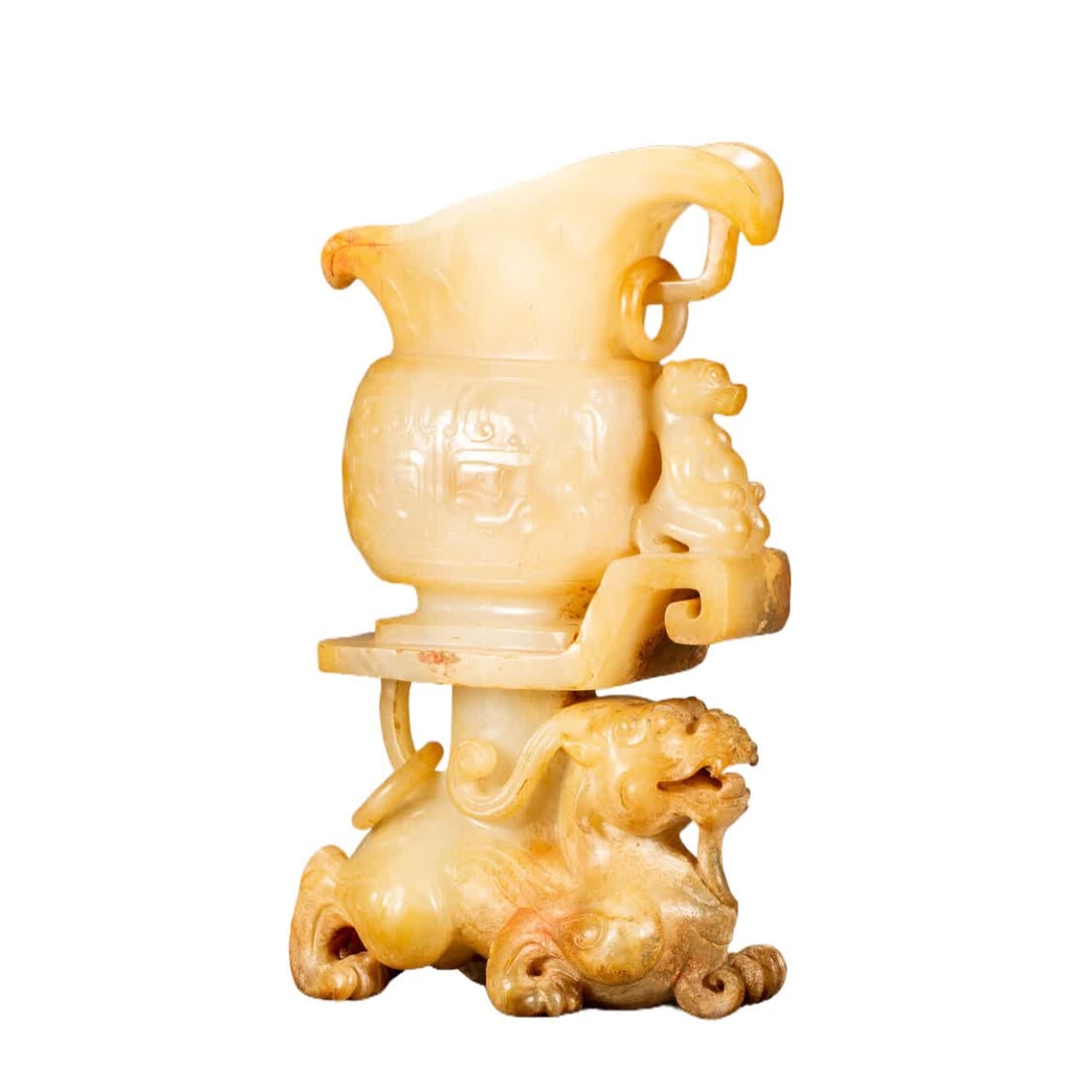 An ancient jade dragon pattern cup: Ancient jade dragon pattern cup SIZE: L:13cm W:7cm H:23.5cm (The Dimensions Of All Batches Are Manually Measured.If You Need More Detailed Information, Please Contact Our Customer Service Before Biddi