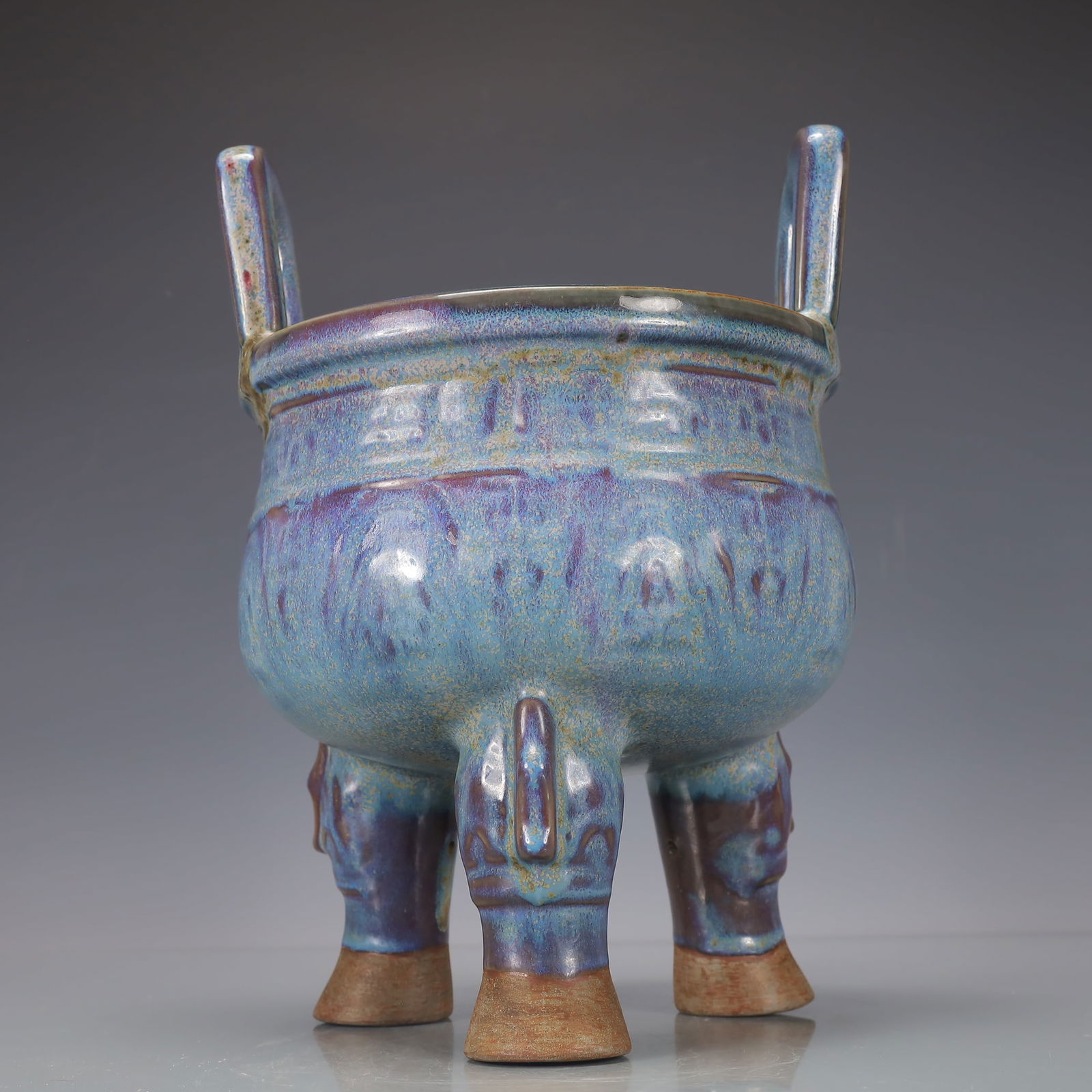 A Exquisite Jun yao Beast-Face Pattern Double-Ears Tripod Censer (1 of 8)