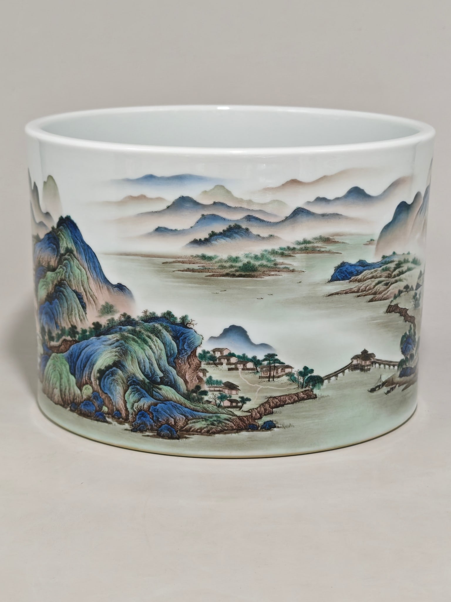 An Exquisite Enamel Landscape Pattern Brush Pot (1 of 9)