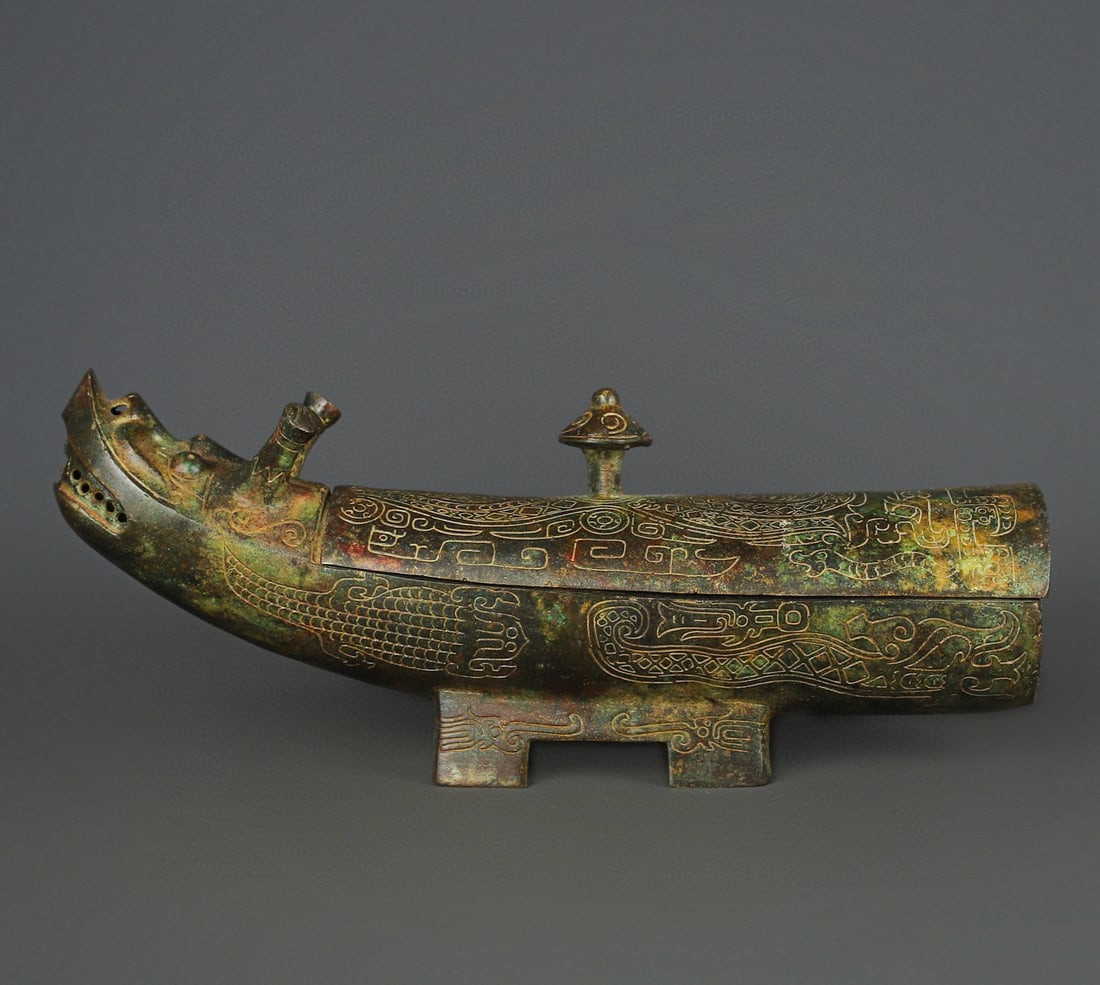 An Exquisite Bronze With Inscription Ship Ornament (1 of 10)
