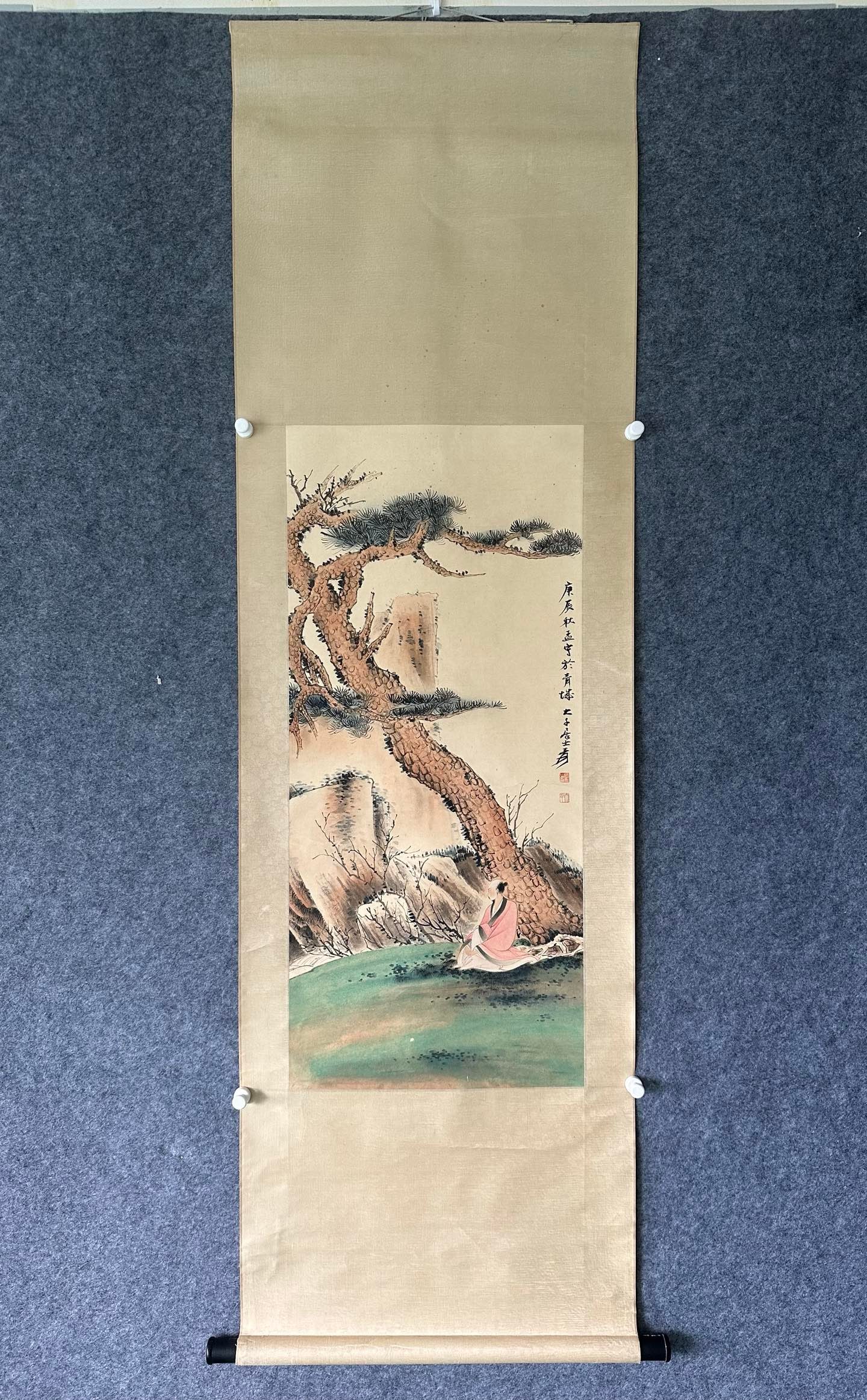 A Chinese Vertical Scroll Ink Painting of Character and Story on Paper (1 of 8)