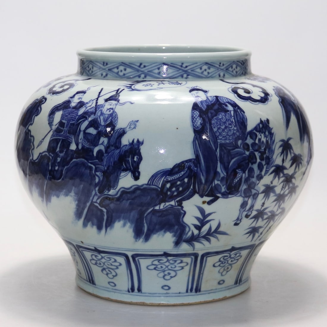 An Exquisite Blue and White Character and Story Pattern Jar: An Exquisite Blue and White Character and Story Pattern Jar Yuan Dynasty, China Size:28cmx20.5cm (The Dimensions Of All Batches Are Manually Measured.If You Need More Detailed Information, Please Cont