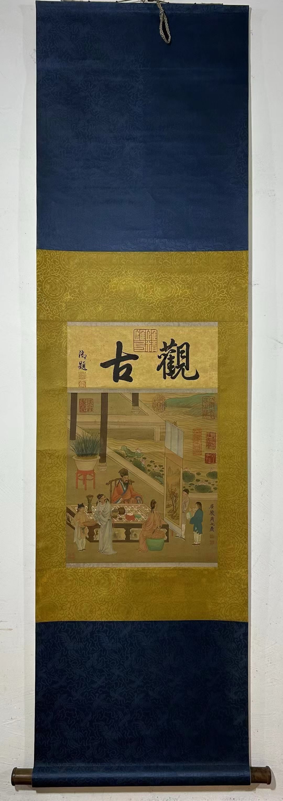 A Chinese Vertical Scroll Ink Painting of Character and Story on Silk (1 of 9)