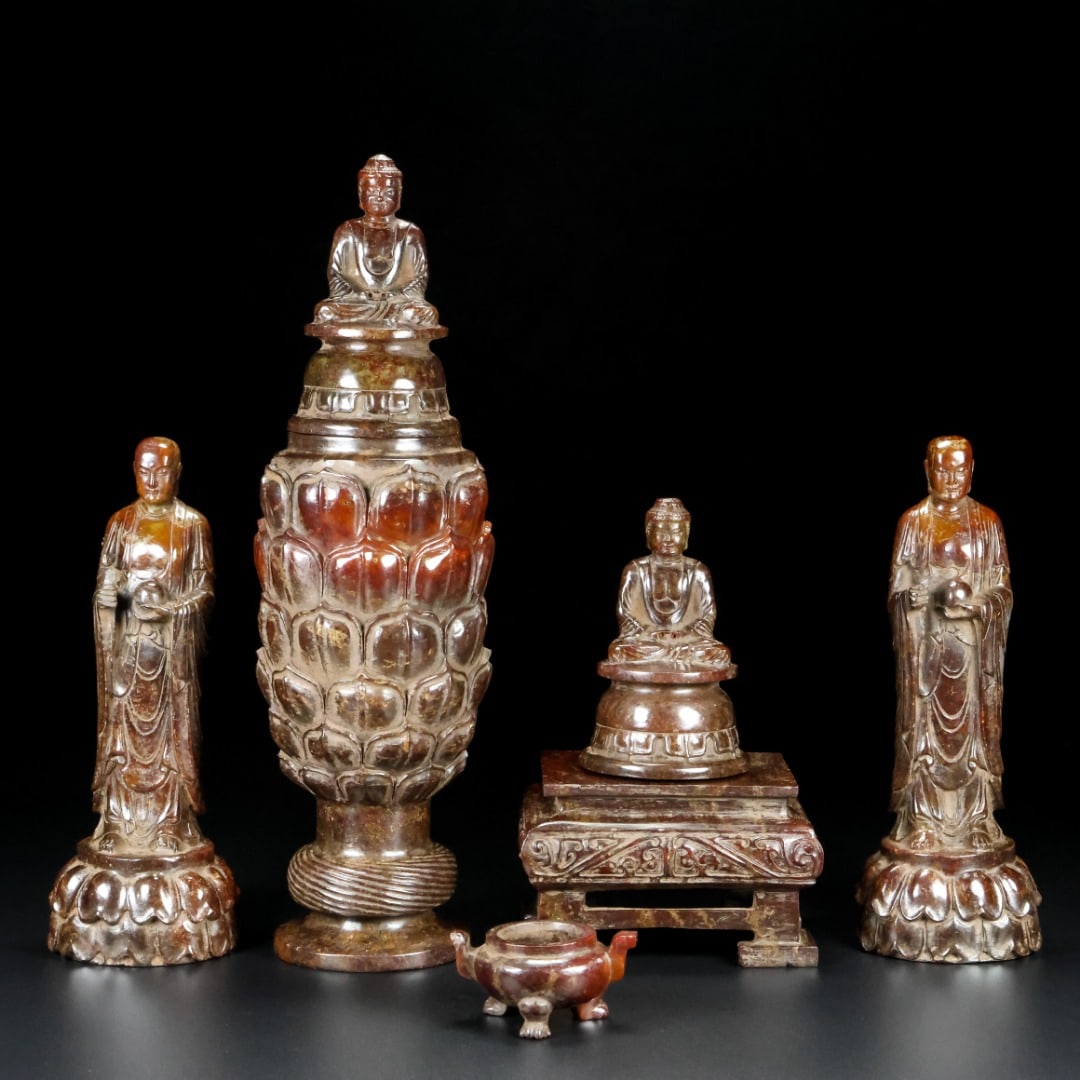A Set of Fine White Jade Buddha Statue (1 of 10)