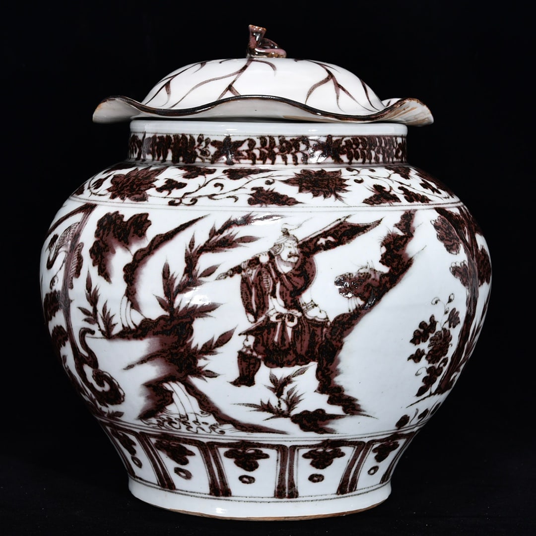 An Exquisite Underglaze-Red Lotus Pattern Character and Story Pattern Jar (1 of 9)