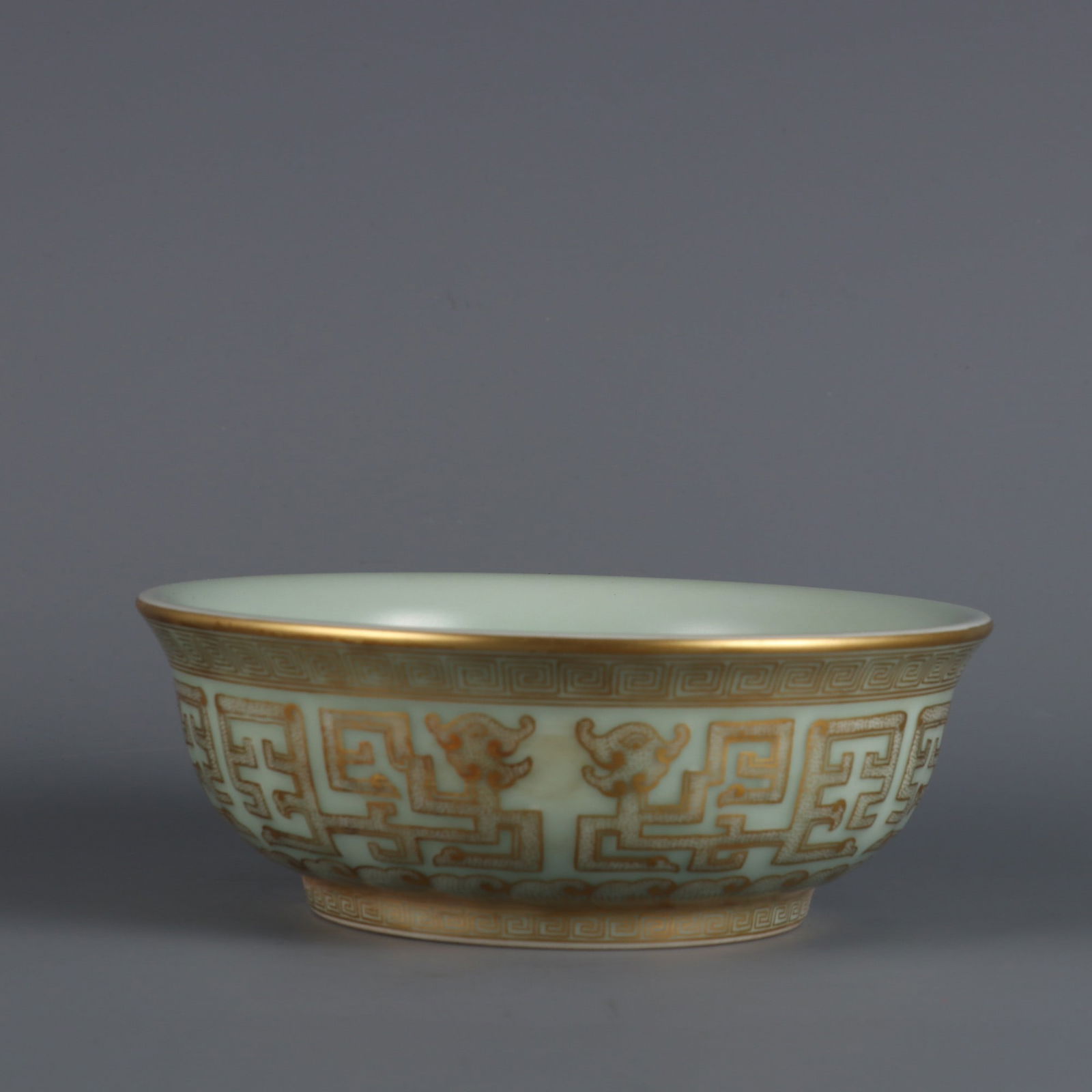 An Exquisite Celadon Glazed Painted Gold Phoenix Pattern Bowl (1 of 9)