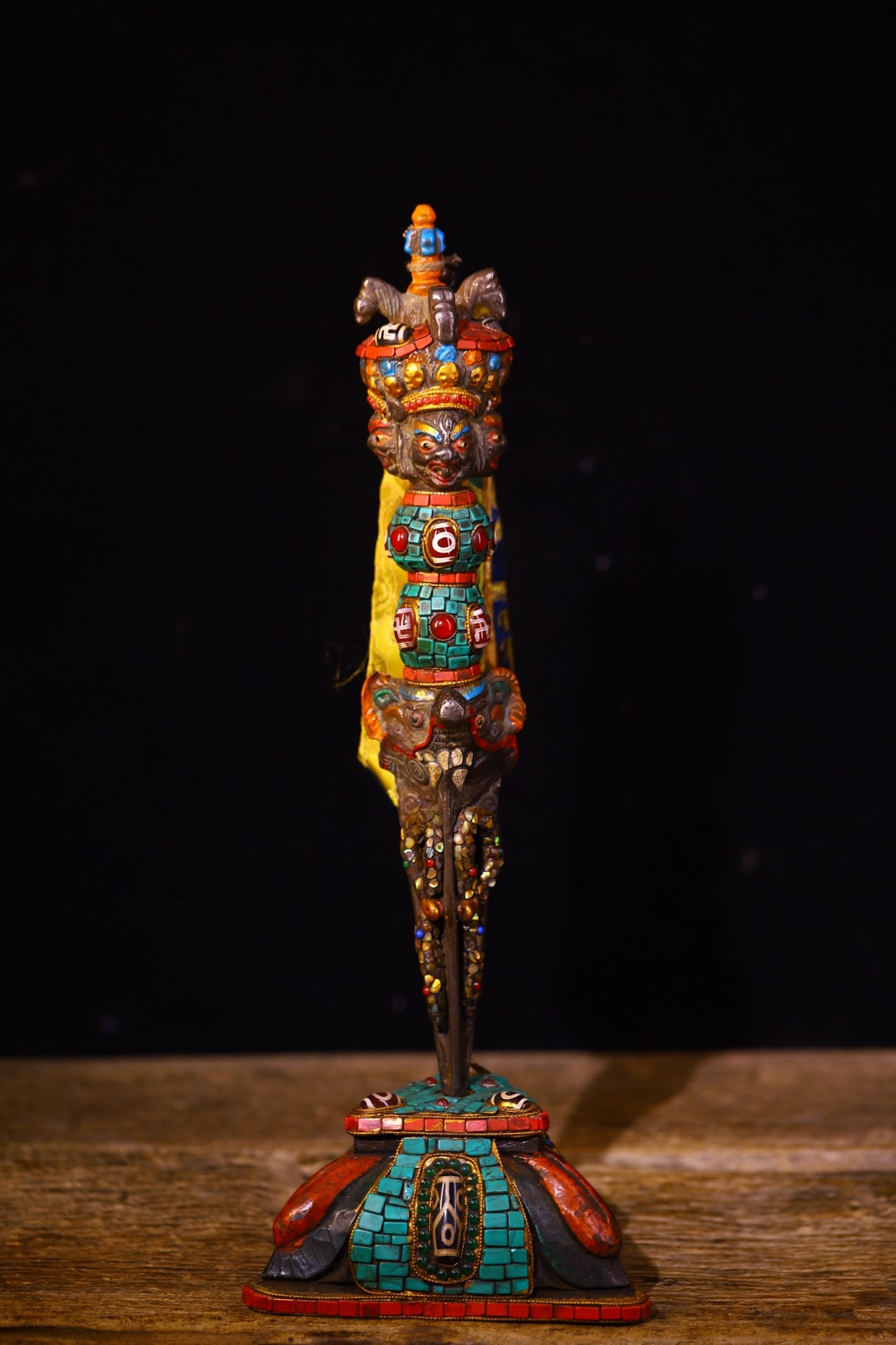 An Exquisite Iron Painted Color Inlaid Gems Vajry Pestle (1 of 9)