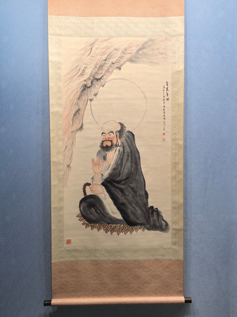 A Chinese Vertical Scroll Ink Painting of Figure on Paper (1 of 8)