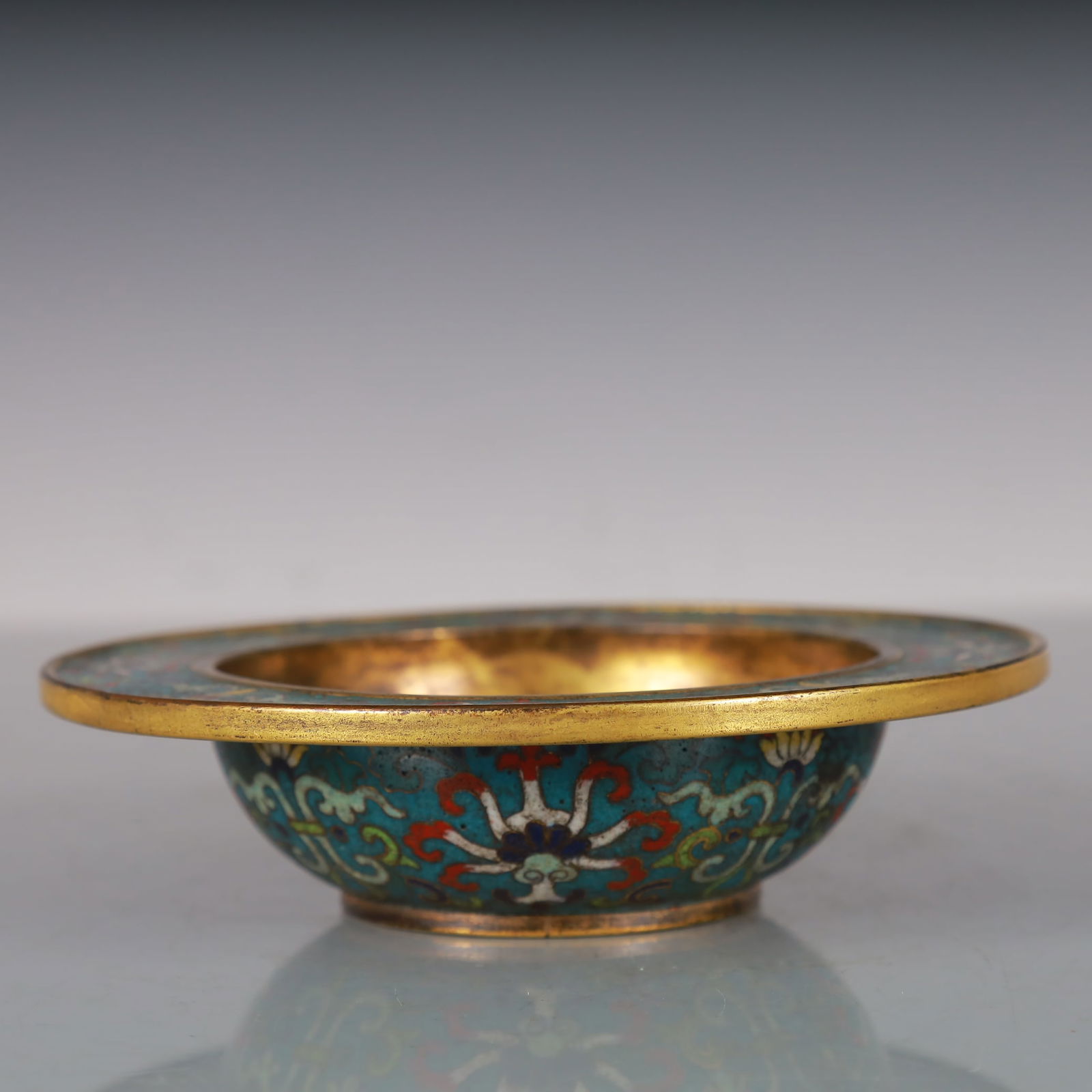 An Exquisite Cloisonne Gilt Bronze Flower Pattern Plate (1 of 6)