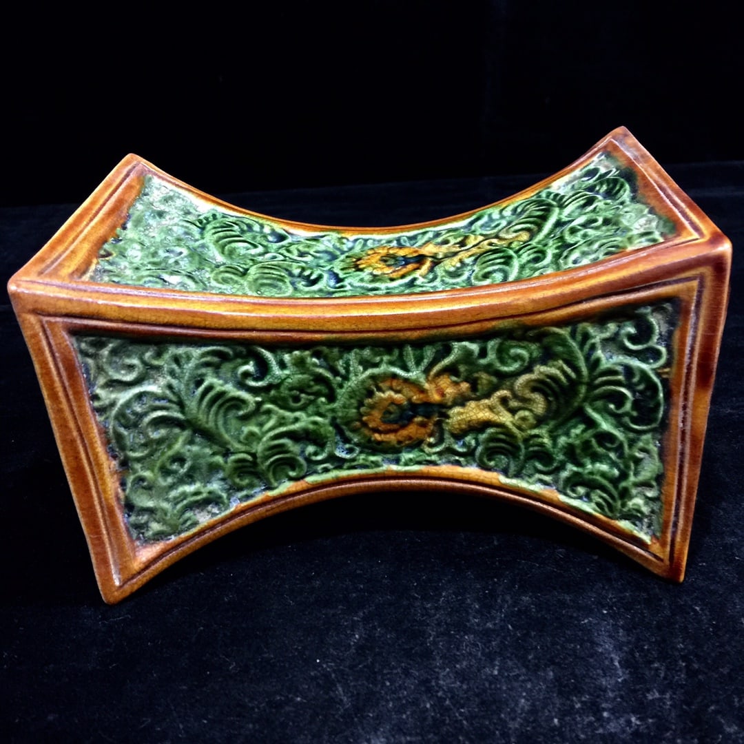 An Exquisite Tang Tri-Color Glazed Pottery Lotus Pattern Pillow (1 of 7)