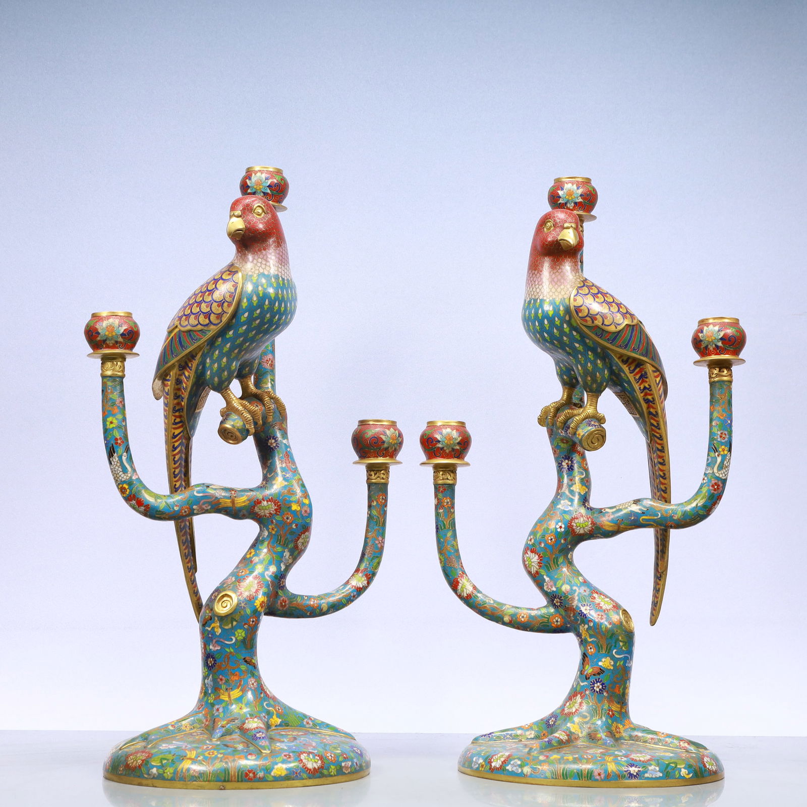 A Exquisite A pair of Cloisonne Lotus Pattern Bird Ornament (1 of 20)