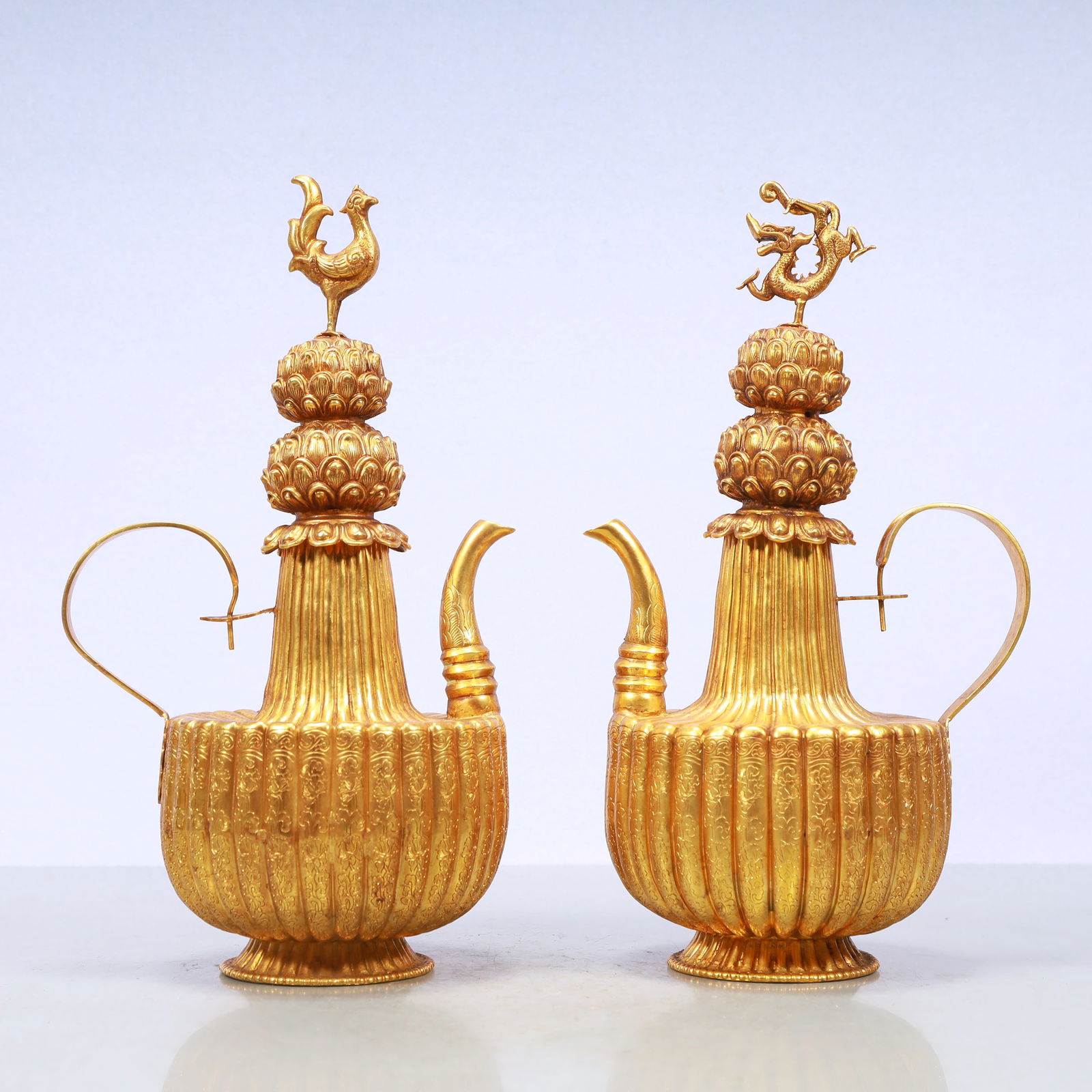 A Exquisite A pair of Gilt Bronze Lotus Pattern Ewer (1 of 18)