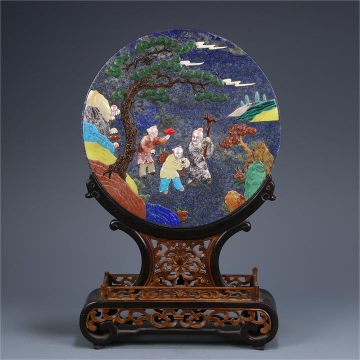 A lapis lazuli hundred treasures of the Qing Dynasty inlaid character story interlude (1 of 9)