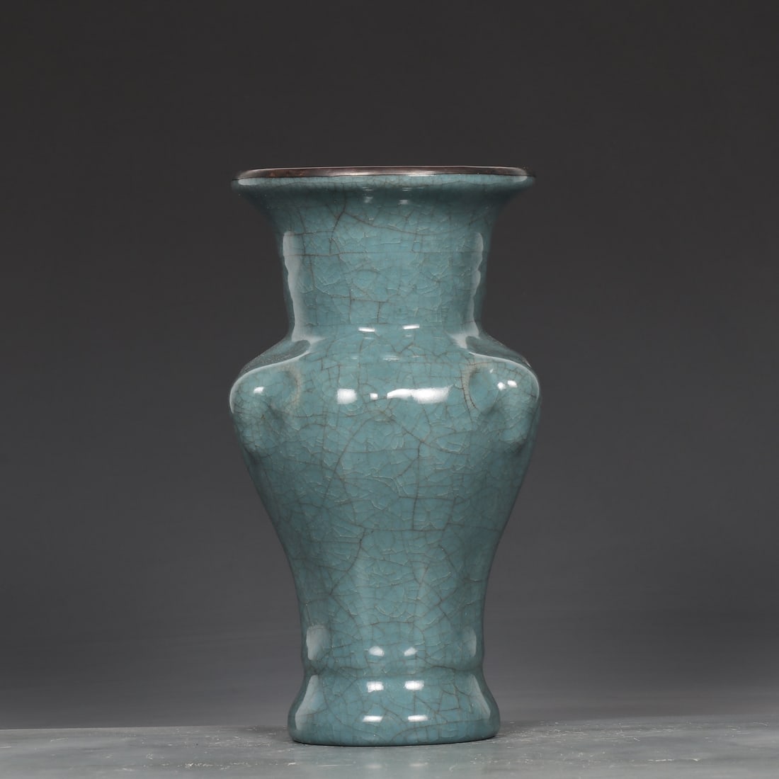 A piece of Song Dynasty Ru kiln with ice flake pattern silver mouth imperial inscription three sheep (1 of 9)