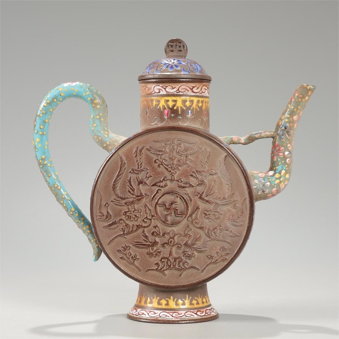 A Qing Dynasty purple sand tribute bureau wine pot (1 of 9)