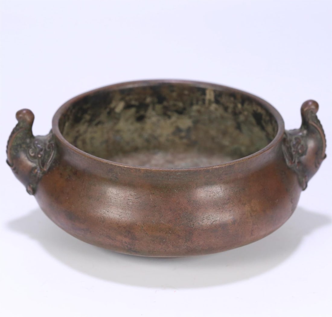 A fine double elephant ear copper incense burner (1 of 10)