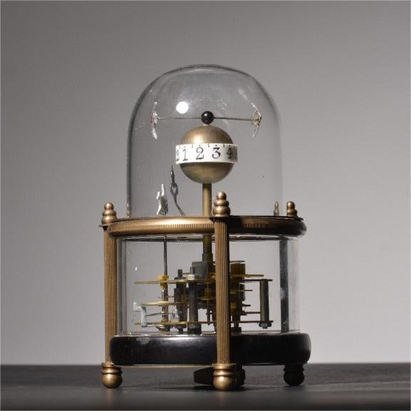 A beautiful copper tire painting enamel lotus fish swimming mechanical clock (1 of 9)