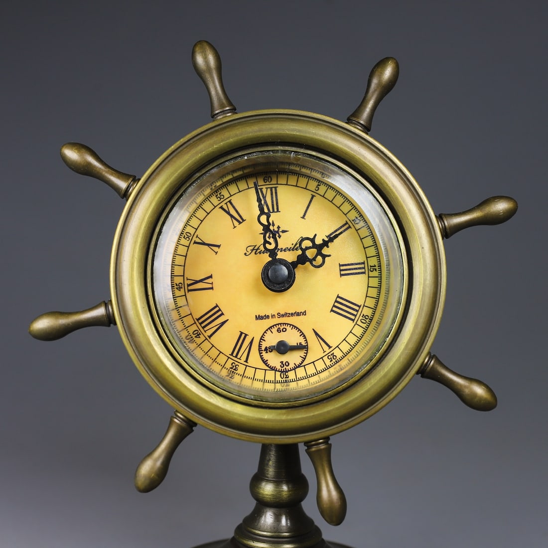 A beautiful helmsman cast copper chronograph alarm clock - 2