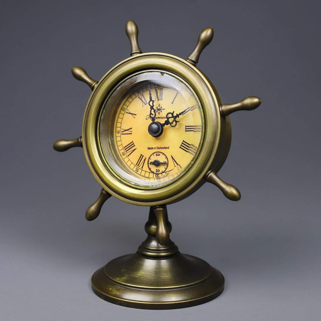 A beautiful helmsman cast copper chronograph alarm clock - 4