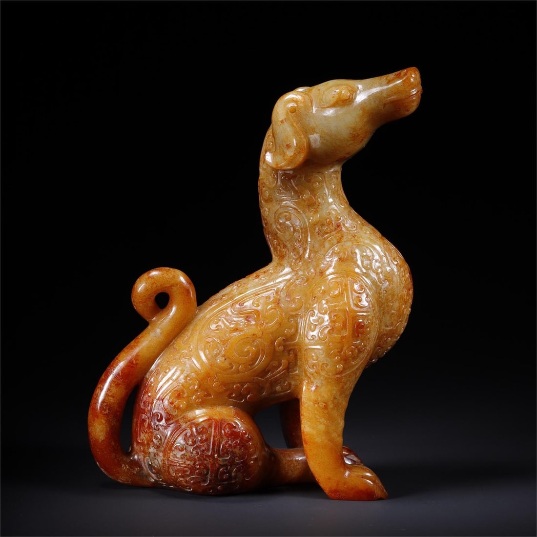A beautiful Hetian jade dog ornament: Exquisite Hetian jade dog ornaments Size:22.5×17×8.5cm W:2312.3g (The Dimensions Of All Batches Are Manually Measured.If You Need More Detailed Information,Please Contact Our