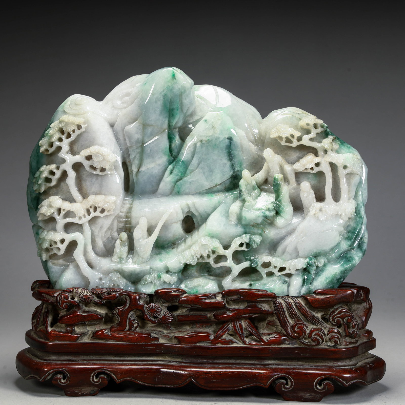 A jade landscape figure Shanzi ornament of the Qing Dynasty: Qing Dynasty jade landscape figure mountain ornament Size: Height 12cm Length 20cm Width 3.5cm Weight 1588g (The Dimensions Of All Batches Are Manually Measured.If You Need More