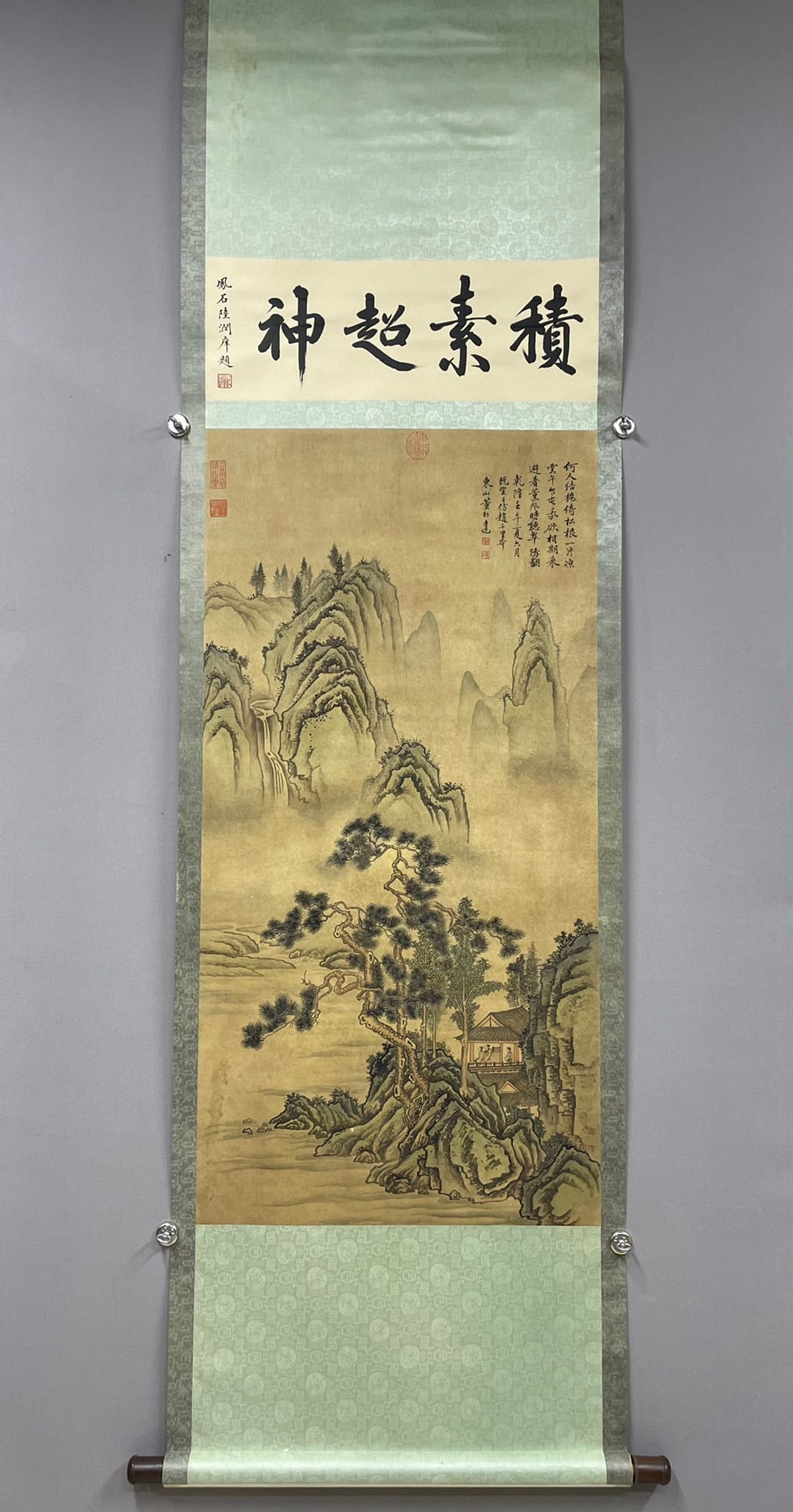 A landscape painting by Dong Bangda: Dong Bangda's landscape painting Size:111x56cm (The Dimensions Of All Batches Are Manually Measured.If You Need More Detailed Information,Please Contact Our Customer Service Before Bidding.)