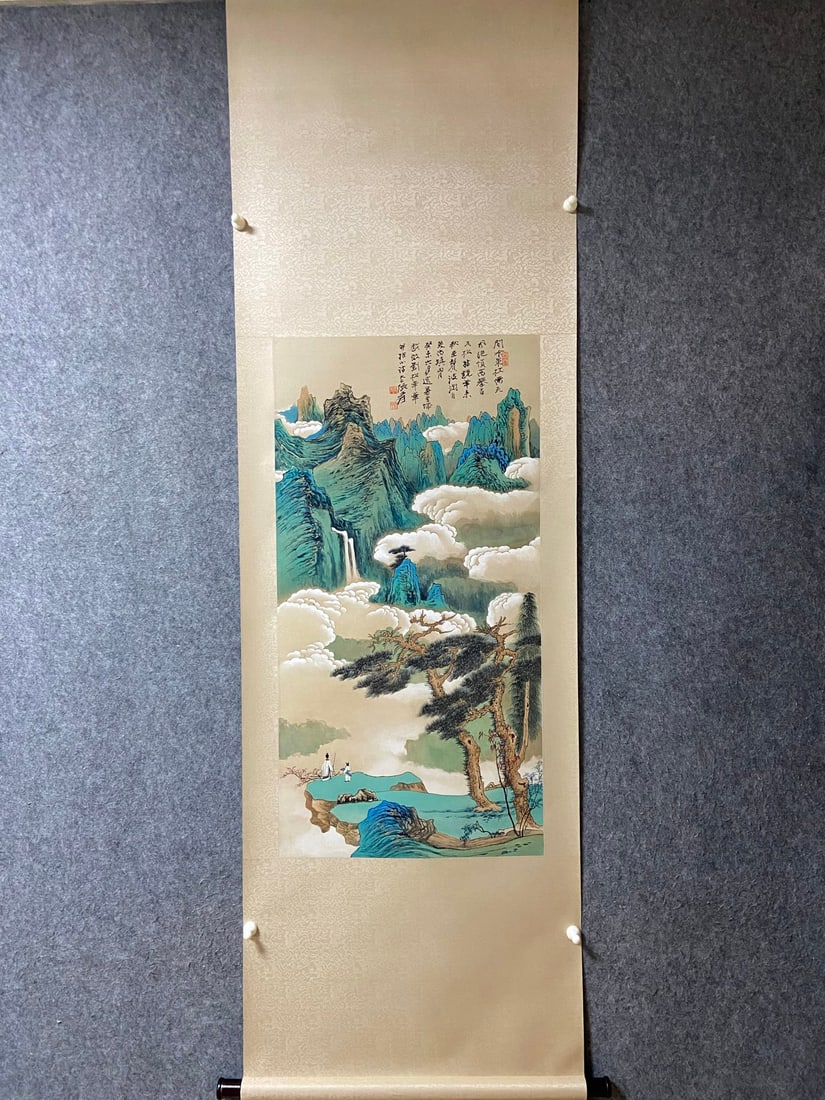 A landscape map of Zhang Daqian: Zhang Daqian's landscape map Flower core Size:98x50cm (The Dimensions Of All Batches Are Manually Measured.If You Need More Detailed Information,Please Contact Our Customer Service Before Bidding.)