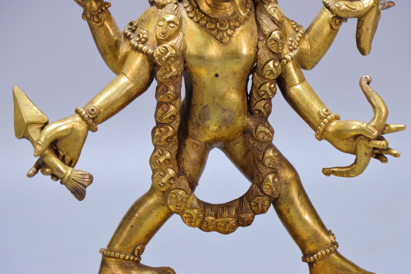 A fine old copper gilt protector - 4