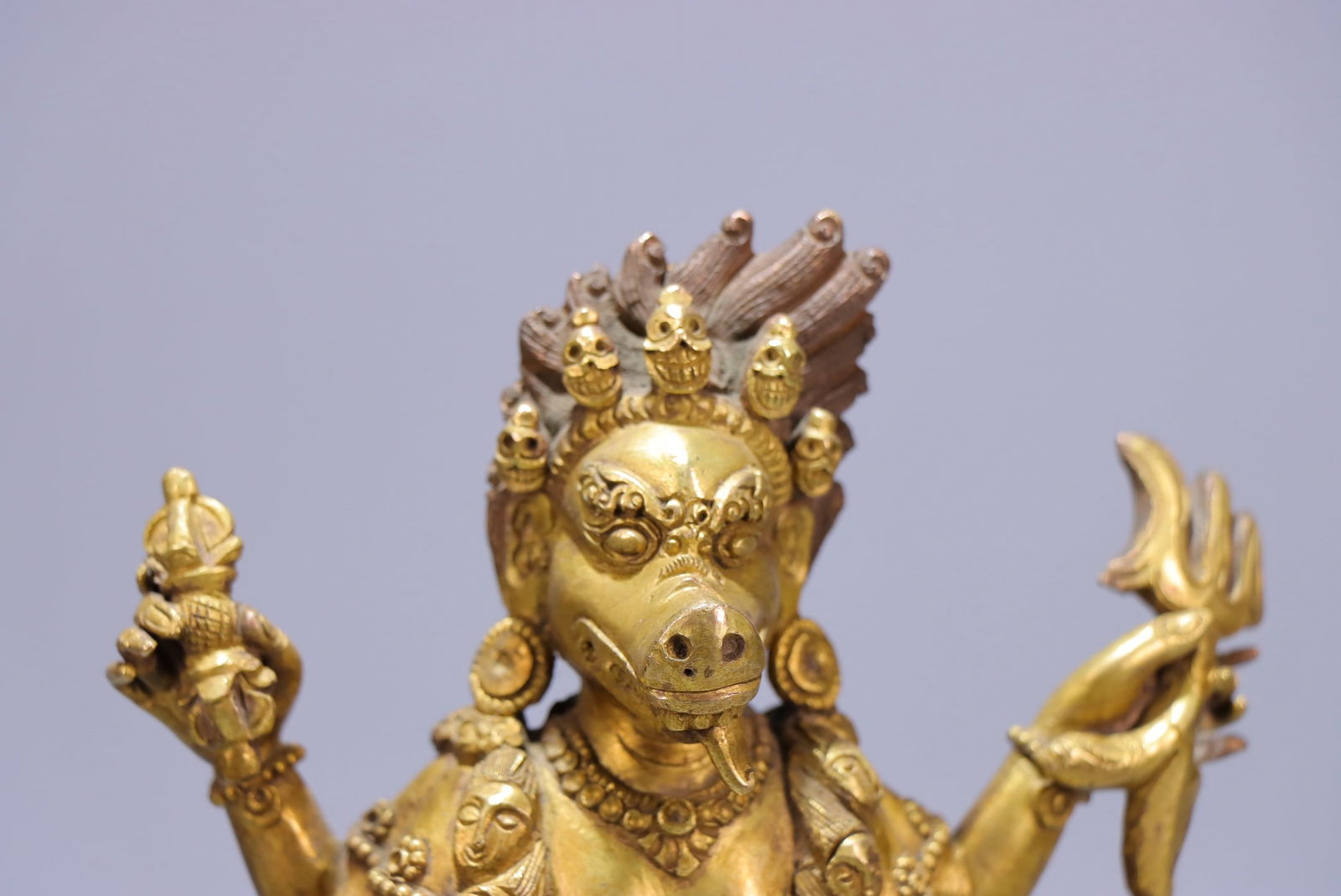 A fine old copper gilt protector - 5