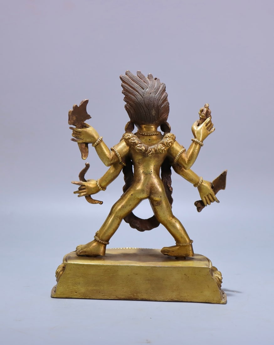 A fine old copper gilt protector - 8
