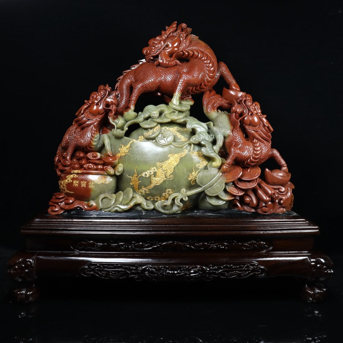 A beautiful Shoushan stone alpine stone carving ornament: Exquisite Shoushan stone alpine stone carving ornaments Size:53×56×20cm W:14.8kg (The Dimensions Of All Batches Are Manually Measured.If You Need More Detailed Information,Please Contact Our Custome